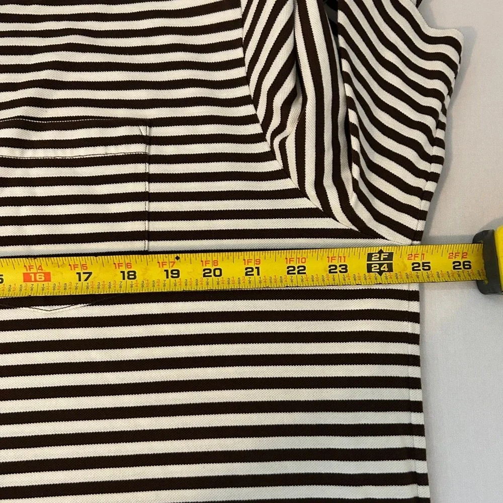 Ralph Lauren Polo Shirt Mens XL Brown White‎ Striped Pima Cotton Short Sleeve
